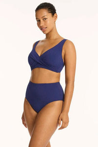 Sea Level Bikini Bottoms Messina Panelled High Waist Pant - French Navy