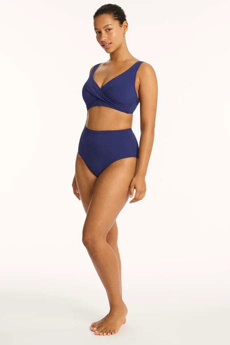 Sea Level Bikini Bottoms Messina Panelled High Waist Pant - French Navy