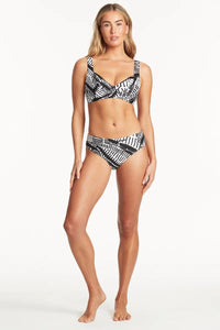 Sea Level Pampas Mid Bikini Pant - Black Splash Swimwear Bikini Bottoms