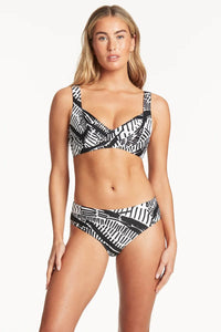 Sea Level Pampas Mid Bikini Pant - Black Splash Swimwear Bikini Bottoms