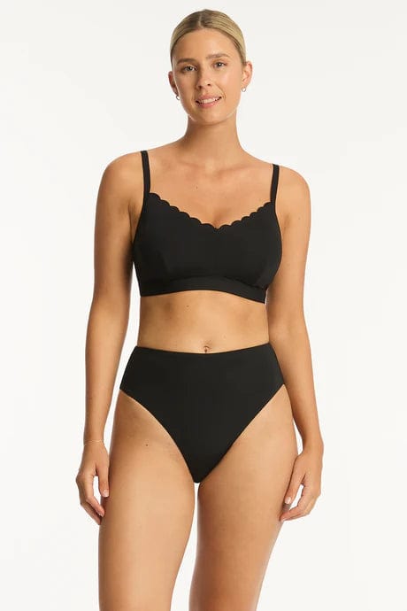 Sea Level Bikini Tops Scalloped DD/E Cup Bralette - Black