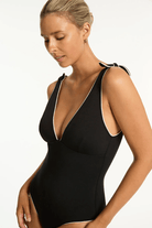 Sea Level Sea Level Babylon Bow Tie Longline Scoop Back One Piece - Black Sea Level Babylon Bow Tie Longline Scoop Back One Piece - Black Splash Swimwear