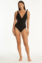 Sea Level Sea Level Babylon Bow Tie Longline Scoop Back One Piece - Black Sea Level Babylon Bow Tie Longline Scoop Back One Piece - Black Splash Swimwear