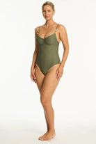 Sea Level Sea Level Caracus Balconette Bra One Piece - Khaki Sea Level Caracus Balconette Bra One Piece - Khaki Splash Swimwear One Pieces