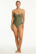 Sea Level Sea Level Caracus Balconette Bra One Piece - Khaki Sea Level Caracus Balconette Bra One Piece - Khaki Splash Swimwear One Pieces