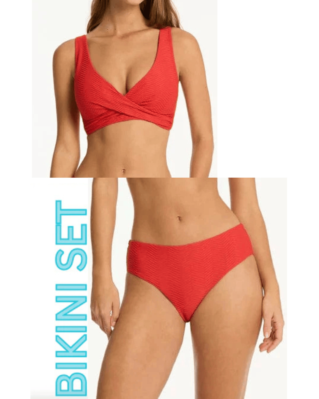 Sea Level Sea Level Caracus Cross Front Multifit Bra Top & Mid Bikini Pant Sea Level Caracus Cross Front Multifit Bra Top & Mid Bikini Pant Splash Swimwear Bikini Set AU14/US10 / Spice Red