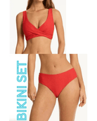 Sea Level Sea Level Caracus Cross Front Multifit Bra Top & Mid Bikini Pant Sea Level Caracus Cross Front Multifit Bra Top & Mid Bikini Pant Splash Swimwear Bikini Set AU14/US10 / Spice Red