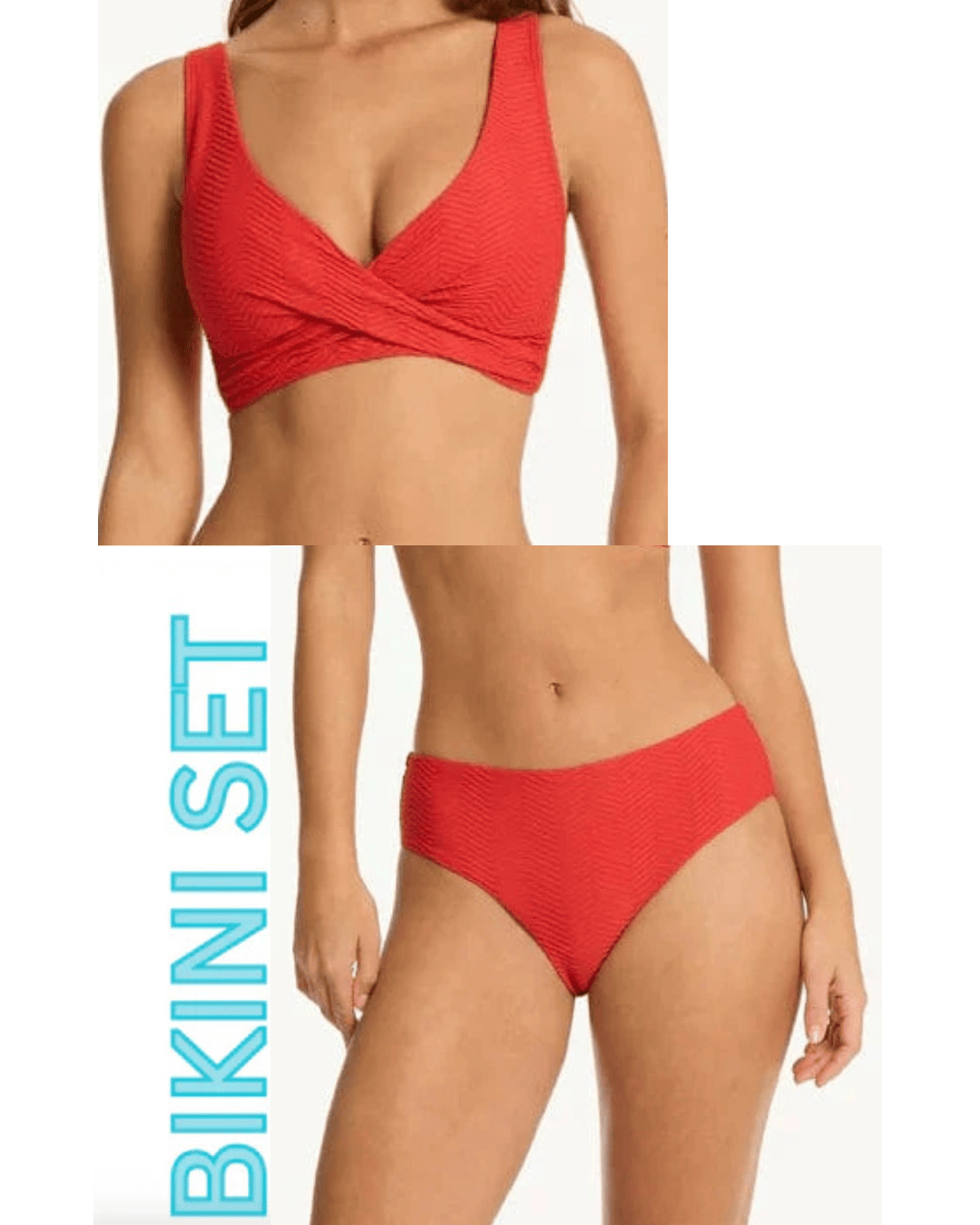 Sea Level Sea Level Caracus Cross Front Multifit Bra Top & Mid Bikini Pant Sea Level Caracus Cross Front Multifit Bra Top & Mid Bikini Pant Splash Swimwear Bikini Set AU16/US12 / Spice Red 1000032037