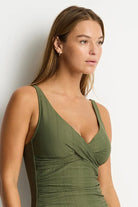 Sea Level Sea Level Caracus Cross Front Multifit Singlet Top - Khaki Sea Level Caracus Cross Front Multifit Singlet Top - Khaki Splash Swimwear Singlet