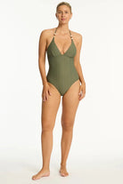 Sea Level Sea Level Caracus Longline Halter One Piece - Khaki Sea Level Caracus Longline Halter One Piece - Khaki Splash Swimwear One Pieces