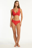 Sea Level Sea Level  Caracus Mid Bikini Pant - Spice Red Sea Level  Caracus Mid Bikini Pant - Spice Red Splash Swimwear Bikini Bottoms