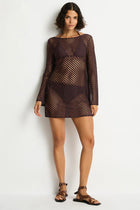 Sea Level Sea Level Castaway Mesh Cover Up SL9008CY Sea Level Castaway Mesh Cover Up Splash Swimwear Kaftans & Cover Ups Cocoa / S 9347760752987