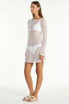 Sea Level Sea Level Castaway Mesh Cover Up - White Sea Level Castaway Mesh Cover Up - White Splash Swimwear Kaftans & Cover Ups