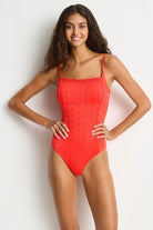 Sea Level Sea Level Celestia Frill Square Neck One Piece - Spice Sea Level Celestia Frill Square Neck One Piece - Spice Splash Swimwear One Piece Swimwear