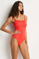Sea Level Sea Level Celestia Frill Square Neck One Piece - Spice Sea Level Celestia Frill Square Neck One Piece - Spice Splash Swimwear One Piece Swimwear