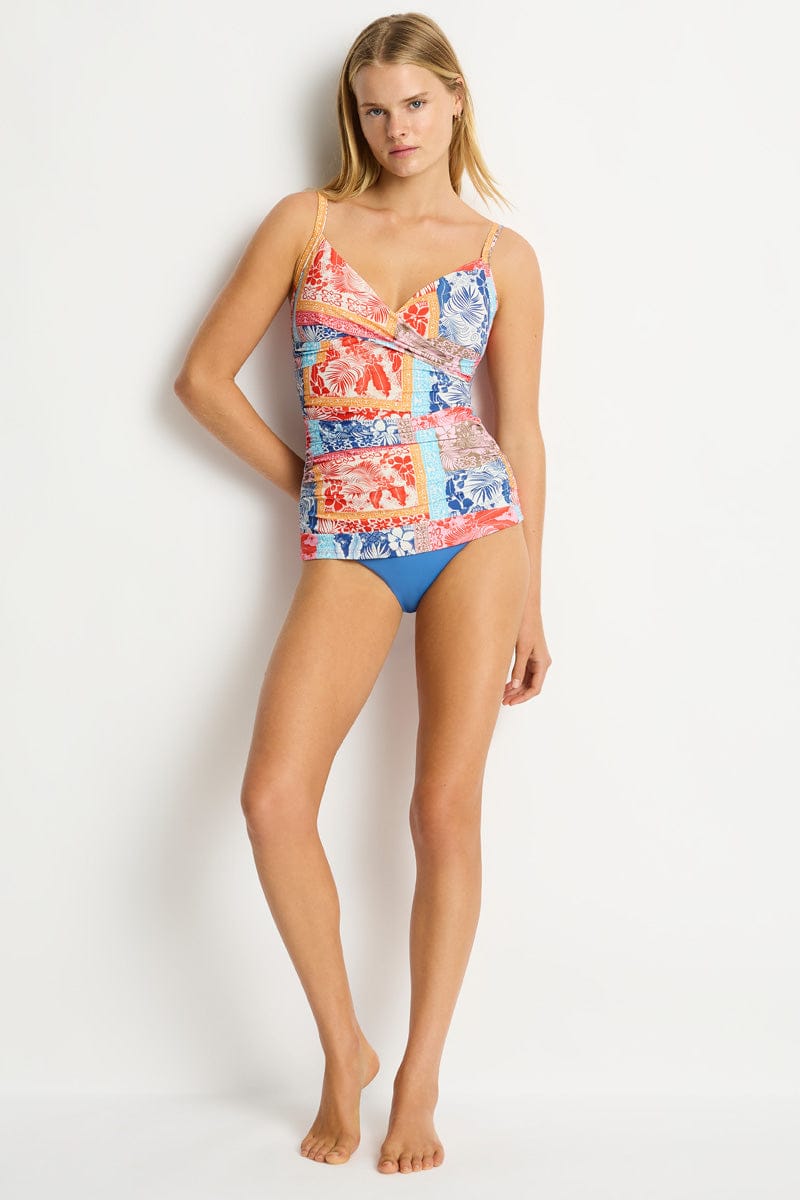 Sea Level Sea Level Coco Islands Cross Front Scoop Back Tankini - Blue Sea Level Coco Islands Cross Front Scoop Back Tankini - Blue Splash Swimwear Tankini Tops