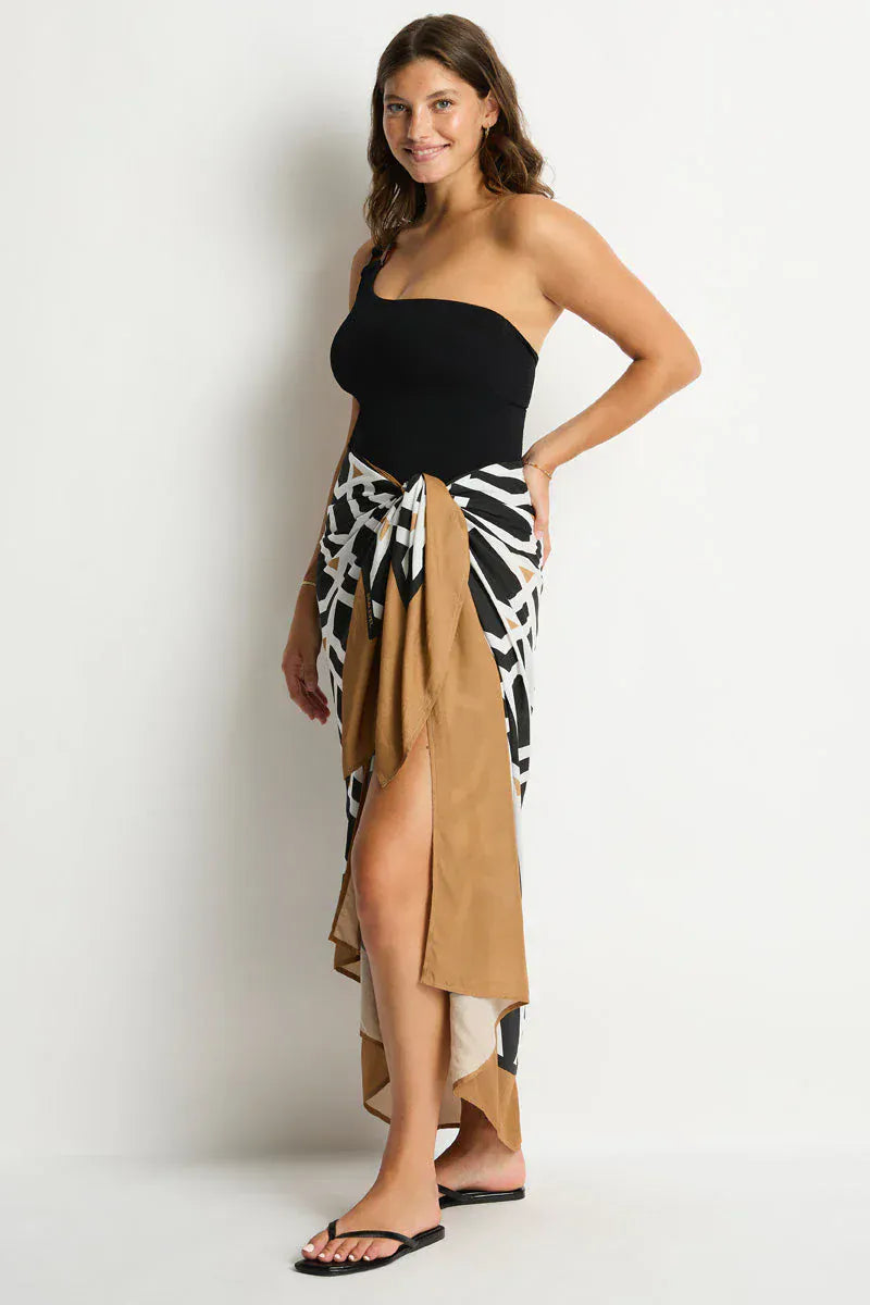 Sea Level Sea Level Costa Long Sarong - Black Print SL9171CT Sea Level Costa Long Sarong - Black Print Splash Swimwear Sarongs 9347760766991