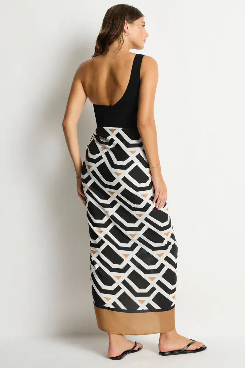 Sea Level Sea Level Costa Long Sarong - Black Print SL9171CT Sea Level Costa Long Sarong - Black Print Splash Swimwear Sarongs 9347760766991