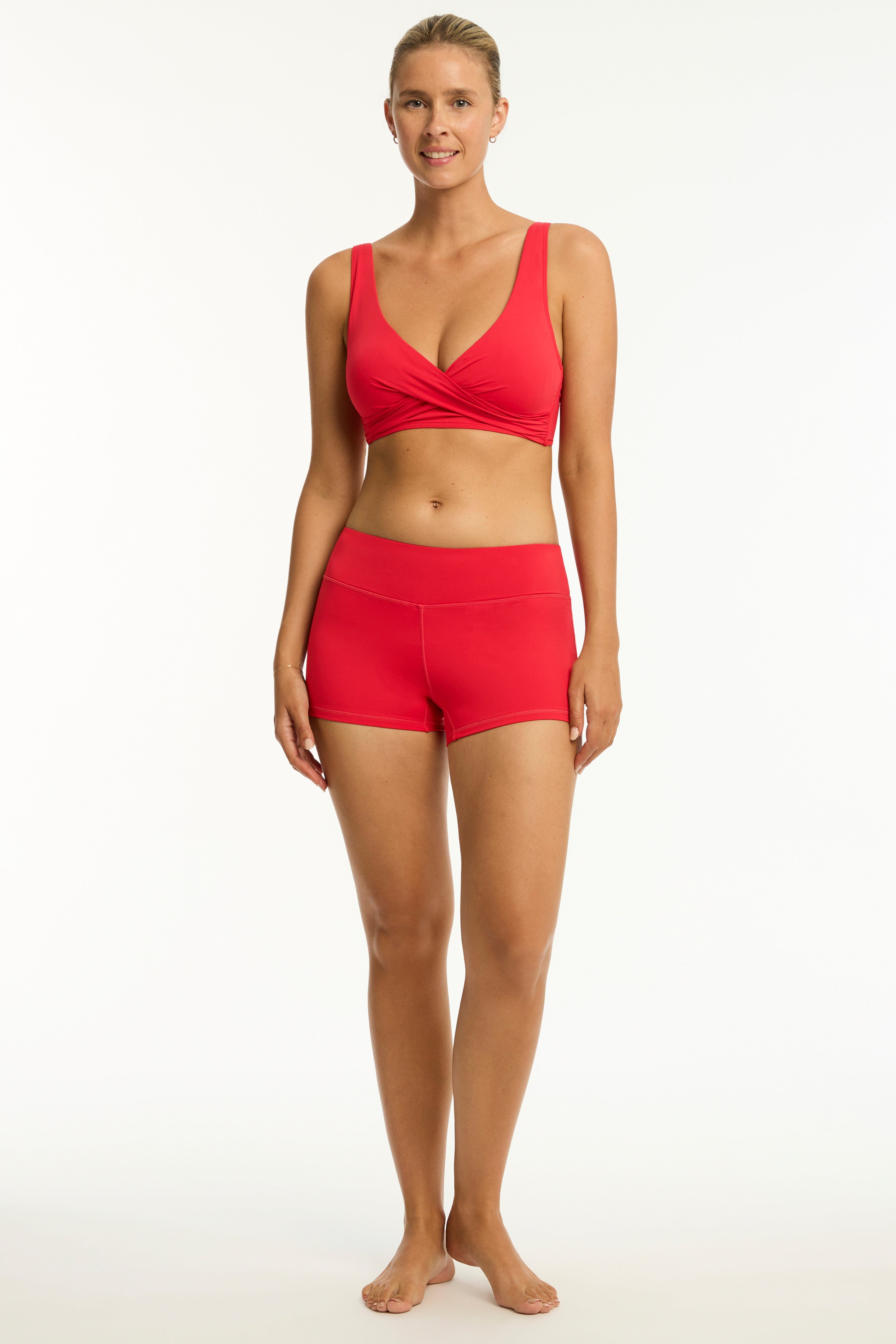 Sea Level Sea Level Essentials Cross Front Multifit Bra Top - Red SL3110ECO-RED-AU8US4 Sea Level Essentials Cross Front Multifit Bra Top Red Splash Swimwear Bikini Tops AU8/US4