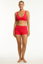 Sea Level Sea Level Essentials Cross Front Multifit Bra Top - Red SL3110ECO-RED-AU8US4 Sea Level Essentials Cross Front Multifit Bra Top Red Splash Swimwear Bikini Tops AU8/US4