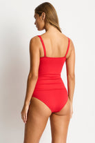 Sea Level Sea Level Essentials Cross Front Multifit Singlet Top - Red Sea Level Essentials Cross Front Multifit Singlet Top Red Splash Swimwear Tankini Tops