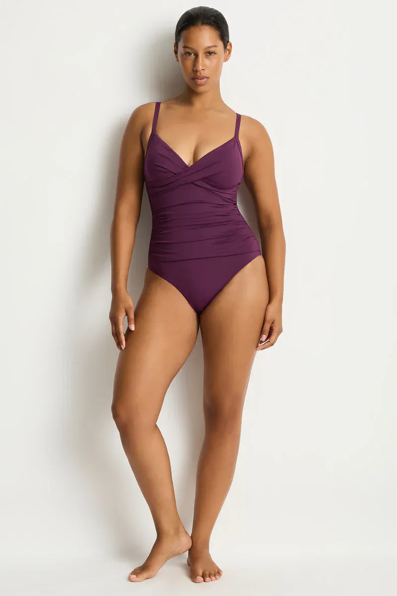 Sea Level Sea Level Essentials Edit Cross Front Scoop Back One Piece - Claret Sea Level Essentials Edit Cross Front Scoop Back One Piece - Claret Splash Swimwear General