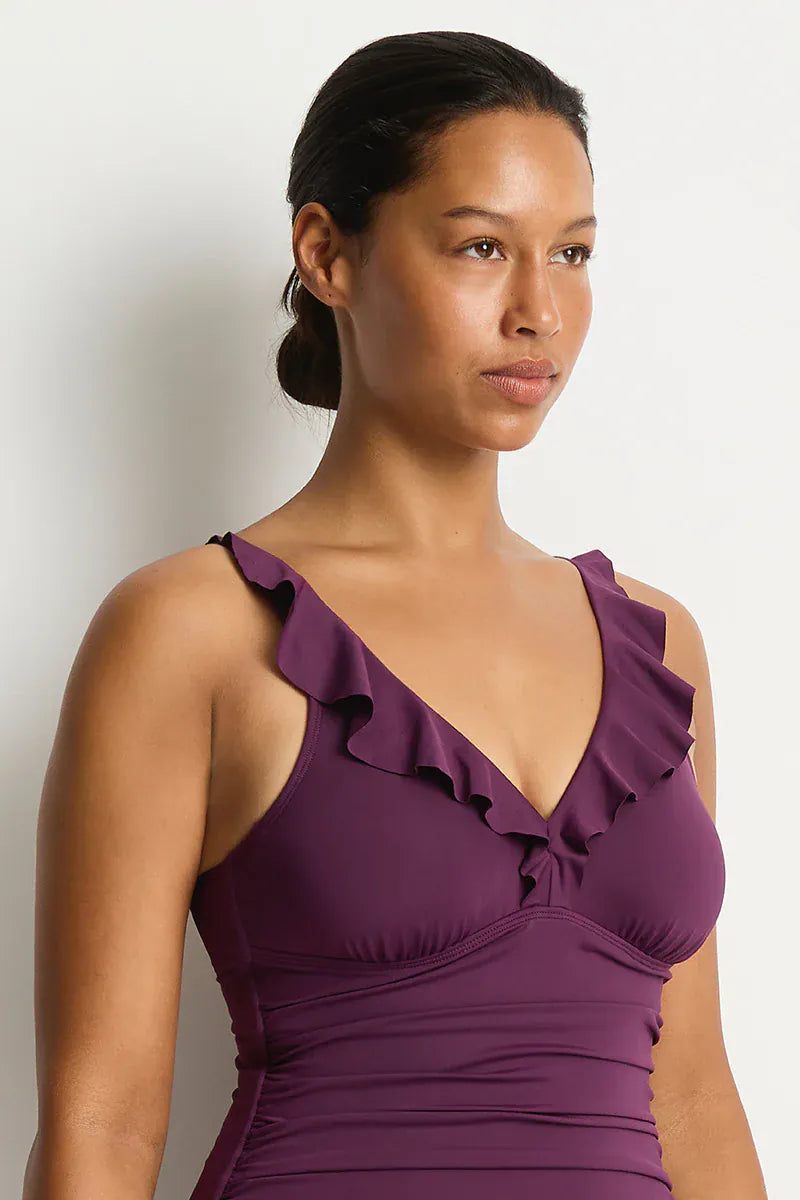 Sea Level Sea Level Essentials Edit D/DD Cup Frill One Piece - Claret Sea Level Essentials Edit D/DD Cup Frill One Piece - Claret Splash Swimwear One Piece