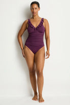 Sea Level Sea Level Essentials Edit D/DD Cup Frill One Piece - Claret Sea Level Essentials Edit D/DD Cup Frill One Piece - Claret Splash Swimwear One Piece