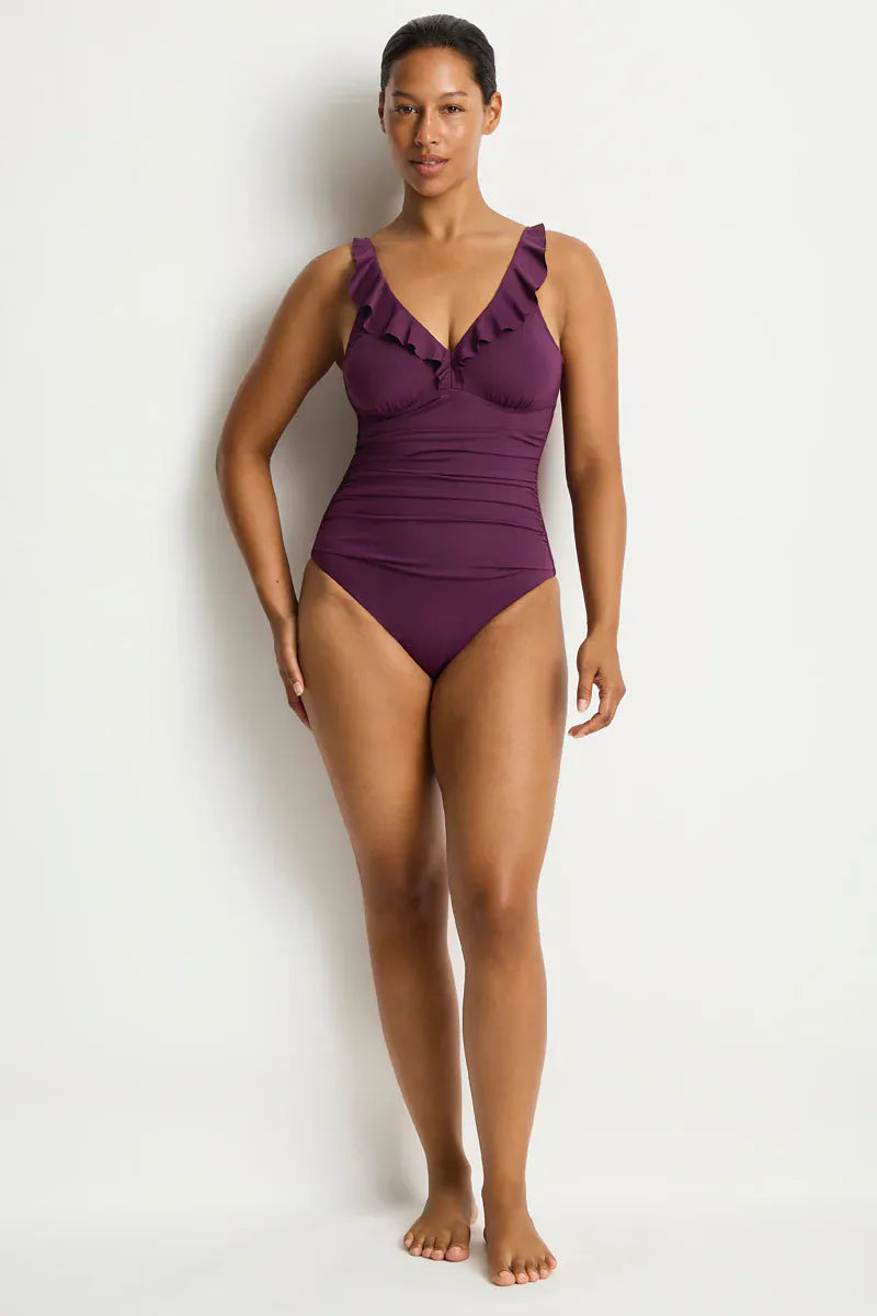 Sea Level Sea Level Essentials Edit D/DD Cup Frill One Piece - Claret Sea Level Essentials Edit D/DD Cup Frill One Piece - Claret Splash Swimwear One Piece