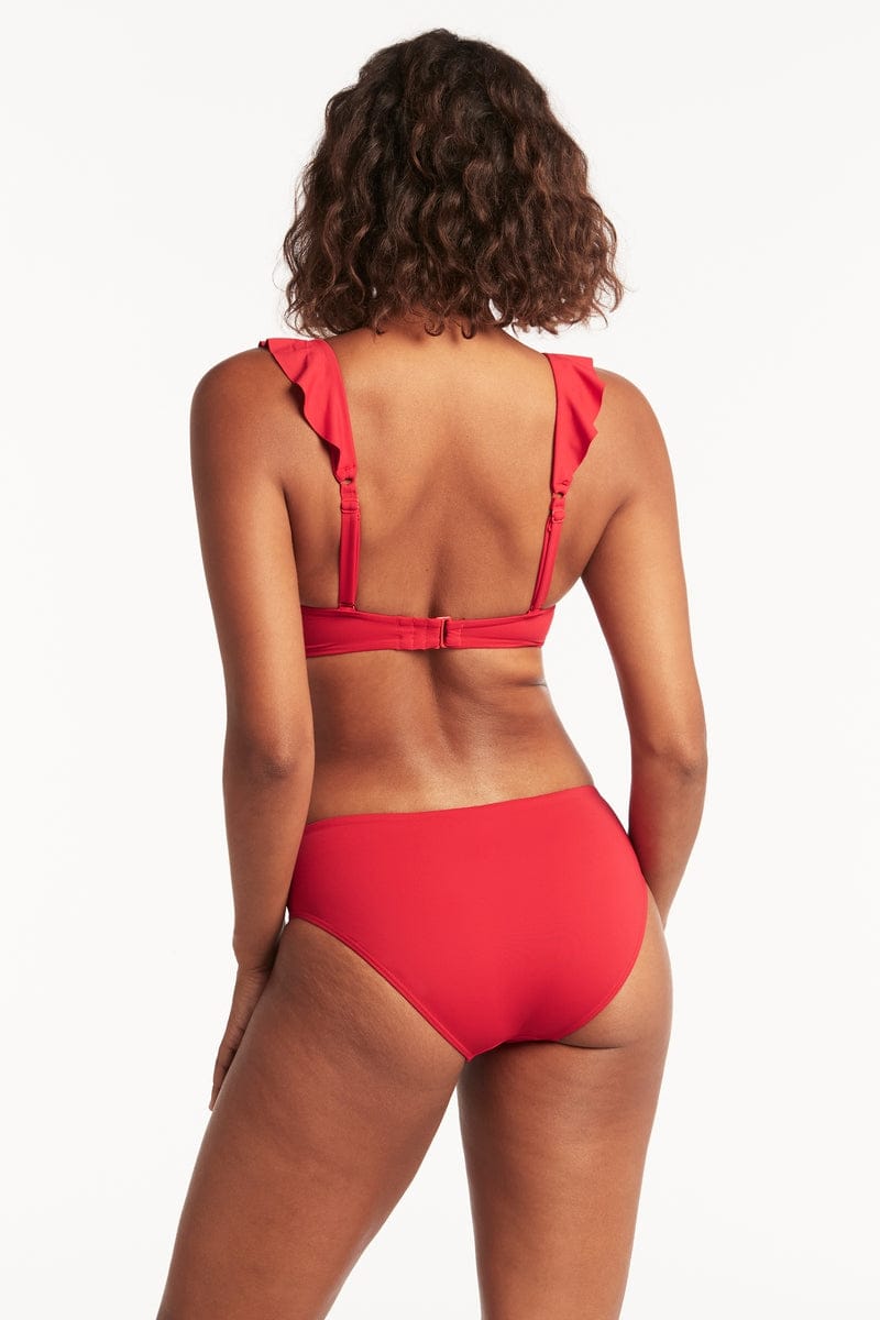 Sea Level Sea Level Essentials Frill Bra Top - Red Sea Level Essentials Frill Bra Top Red Splash Swimwear Bikini Tops