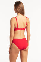 Sea Level Sea Level Essentials Mid Bikini Pant - Red Sea Level Essentials Mid Bikini Pant Red Splash Swimwear Bikini Bottoms