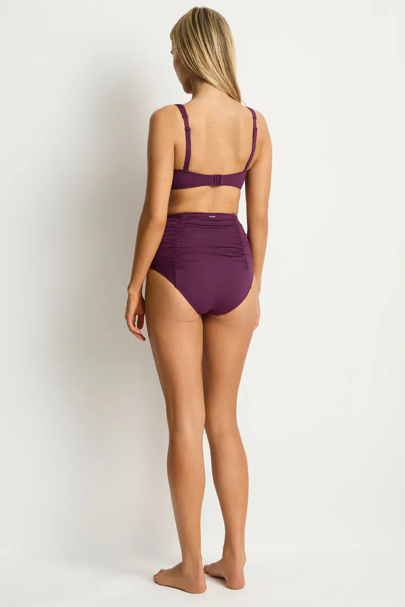Sea Level Sea Level Essentials Super High Waist Gathered Side Pant - Claret Sea Level Essentials Edit High Waist Gathered Side Pant - Cocoa Splash Swimwear Bikini Bottoms