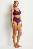 Sea Level Sea Level Essentials Super High Waist Gathered Side Pant - Claret Sea Level Essentials Edit High Waist Gathered Side Pant - Cocoa Splash Swimwear Bikini Bottoms