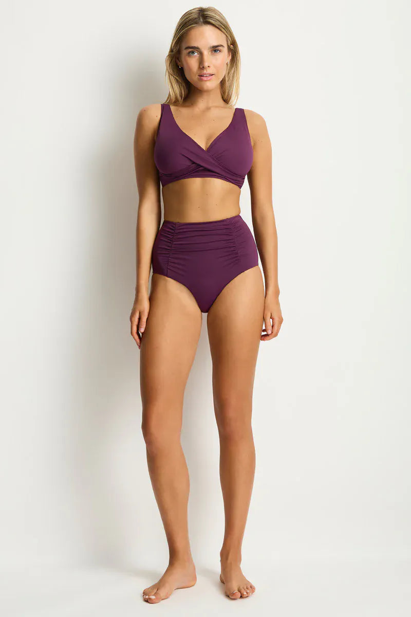Sea Level Sea Level Essentials Super High Waist Gathered Side Pant - Claret Sea Level Essentials Edit High Waist Gathered Side Pant - Cocoa Splash Swimwear Bikini Bottoms