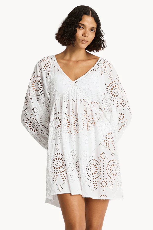 Sea Level Sea Level Ibiza Boho Short Dress - White Sea Level Ibiza Boho Short Dress - White Splash Swimwear