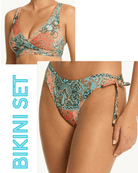 Sea Level Sea Level Java Cross Front Multifit Bra Top & Tie Side Cheeky Pant Bikini Set - Coral Sea Level Java Cross Front Multifit Bra Top & Tie Side Cheeky Splash Swimwear Bikini Set