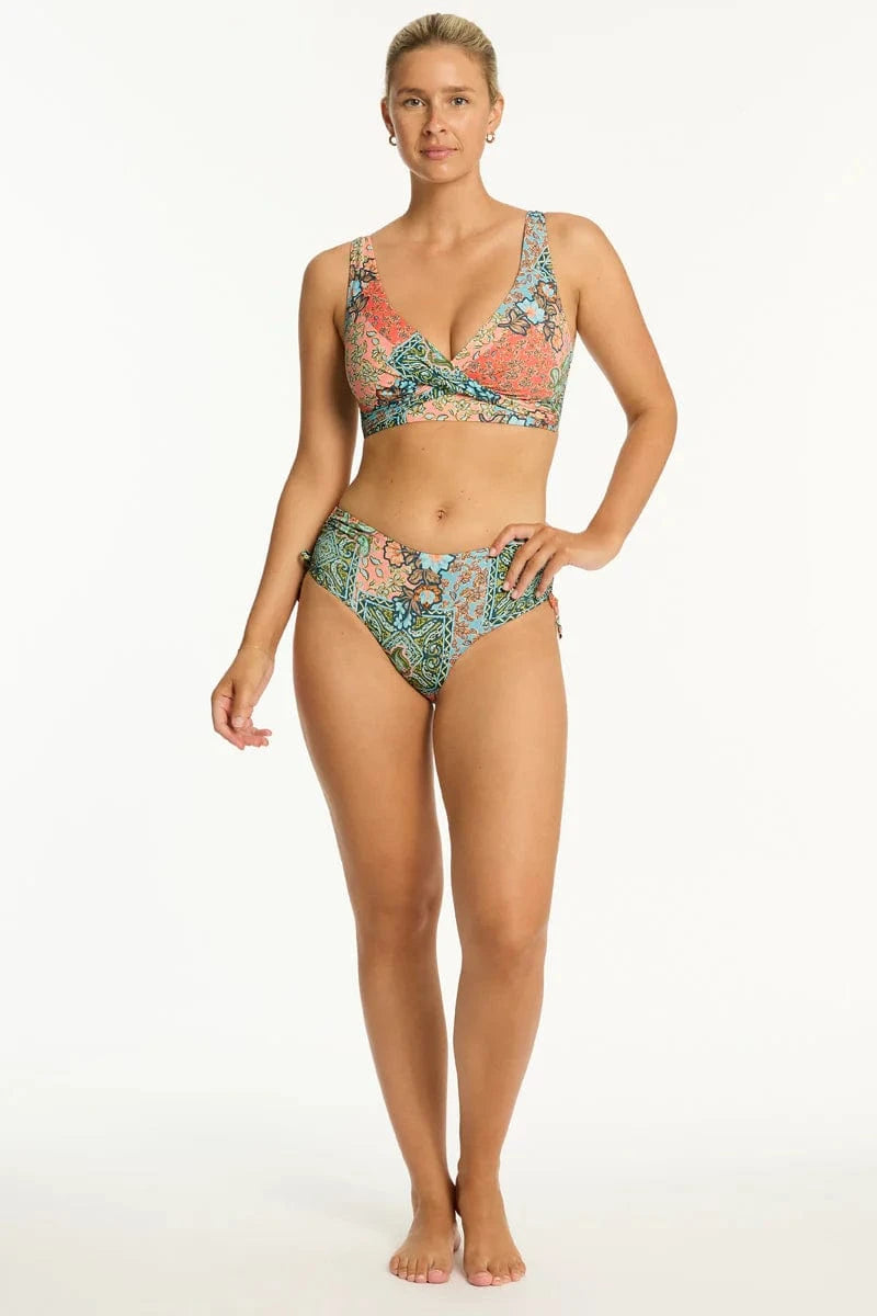 Sea Level Sea Level Java Mid Drawstring Pant  - Coral Sea Level Java Mid Drawstring Pant  - Coral Splash Swimwear Bikini Bottoms