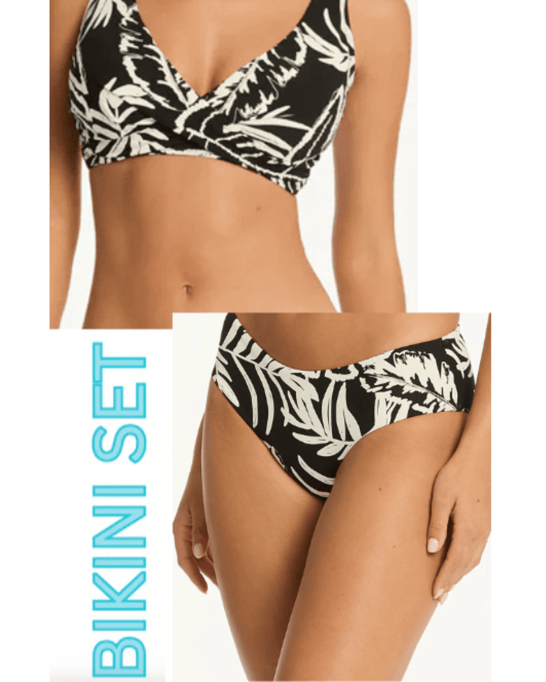 Sea Level Sea Level Jungle Book G Cup Cross Front Bra Top & Mid Bikini Pant Set - Black Sea Level Jungle Book G Cup Cross Front Bra Top & Mid Bikini Splash Swimwear Bikini Set