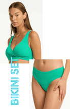 Sea Level Sea Level Messina Cross Front Multifit Bra Top & Mid Bikini Pant Bikini Set - Evergreen Sea Level Messina Cross Front Multifit Bra Top & Mid Bikini Pant Bikini Set - Evergreen Splash Swimwear Bikini Set AU10/US6 1000028728