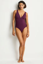 Sea Level Sea Level Scalloped Longline Tri One Piece - Claret Sea Level Scalloped Longline Tri One Piece - Claret Splash Swimwear One Piece