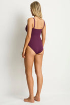 Sea Level Sea Level Scalloped Square Neck Bralette One Piece - Claret Sea Level Scalloped Square Neck Bralette One Piece - Claret Splash Swimwear One Piece