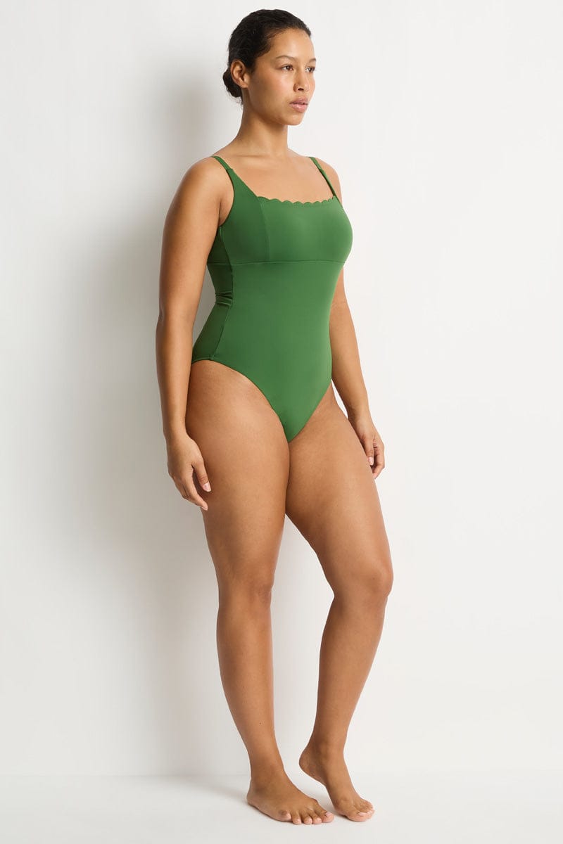 Sea Level Sea Level Scalloped Square Neck Bralette One Piece - Palm Sea Level Scalloped Square Neck Bralette One Piece - Palm Splash Swimwear One Piece