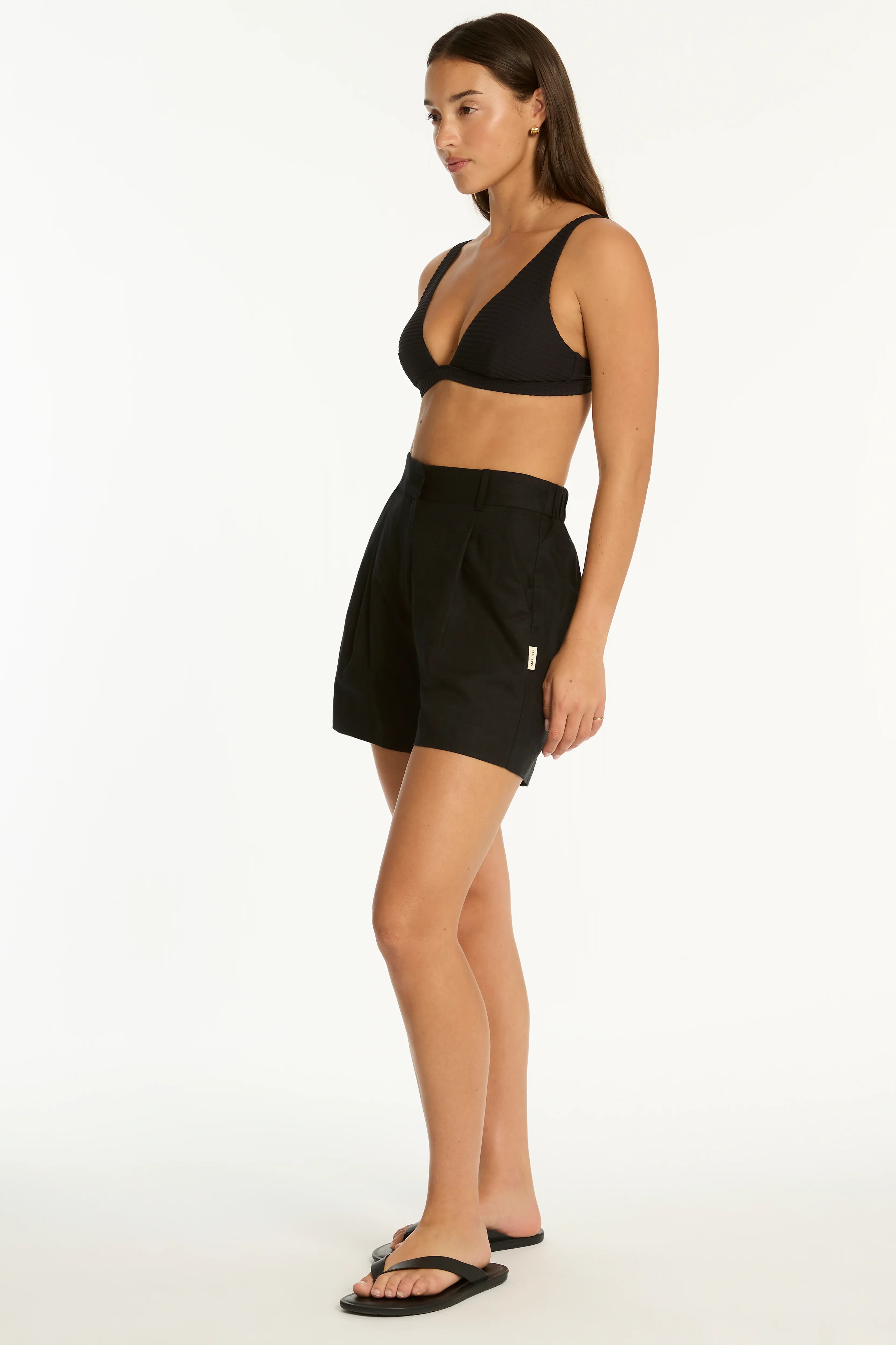 Sea Level Sea Level Shore Linen Boat Short - Black Sea Level Shore Linen Boat Short - Black Splash Swimwear Shorts