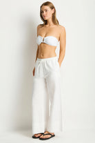 Sea Level Sea Level Shore Linen Palazzo Pant - White Sea Level Shore Linen Palazzo Pant - White Splash Swimwear Pants