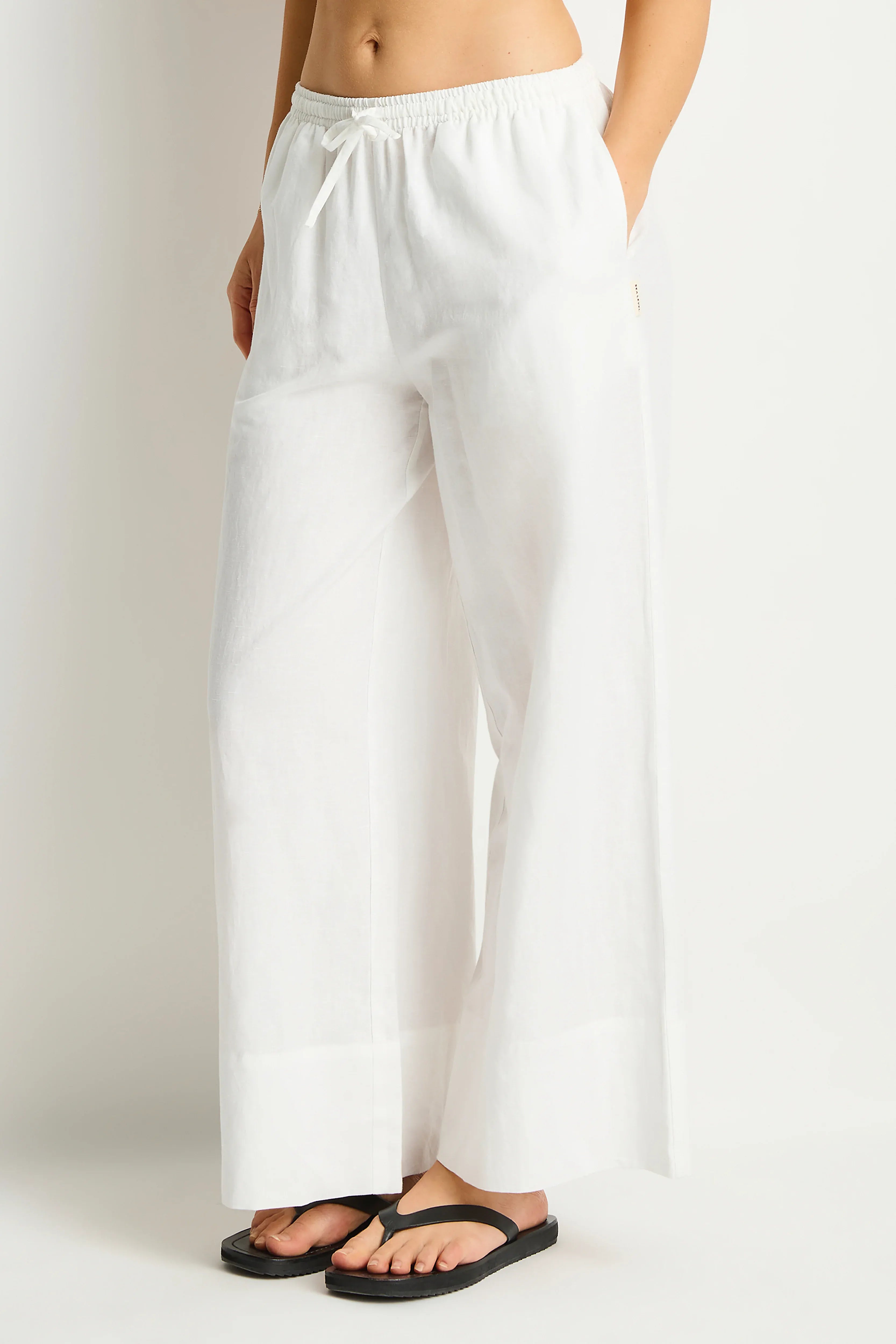 Sea Level Sea Level Shore Linen Palazzo Pant - White Sea Level Shore Linen Palazzo Pant - White Splash Swimwear Pants