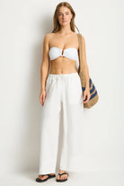 Sea Level Sea Level Shore Linen Palazzo Pant - White Sea Level Shore Linen Palazzo Pant - White Splash Swimwear Pants