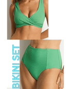 Sea Level Sea Level Spinnaker Cross Front Multifit Bra Top & Panelled High Waist Pant Sea Level Spinnaker Cross Front Multifit Bra Top & Panelled High Waist Pant Splash Swimwear Bikini Set AU16/US12 / Moss