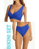 Sea Level Sea Level Spinnaker Cross Front Multifit Top & Retro High Waist Pant Sea Level Spinnaker Cross Front Multifit Top & Retro High Waist Pant Splash Swimwear Bikini Set AU10/US6 / Cobalt Blue