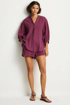 Sea Level Sea Level Sunset Boho Blouse - Merlot Sea Level Sunset Boho Blouse - Merlot Splash Swimwear Clothing Top