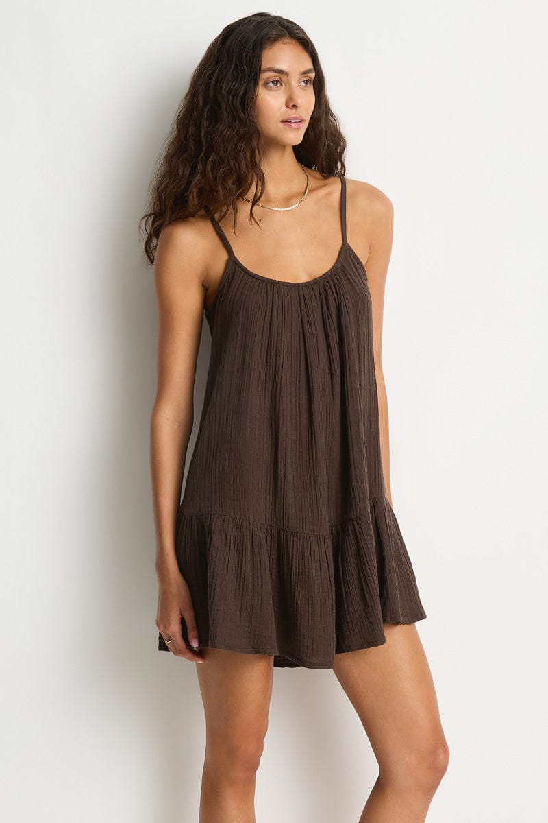 Sea Level Sea Level Sunset Short Sundress - Espresso Sea Level Sunset Short Sundress - Espresso Splash Swimwear Dresses